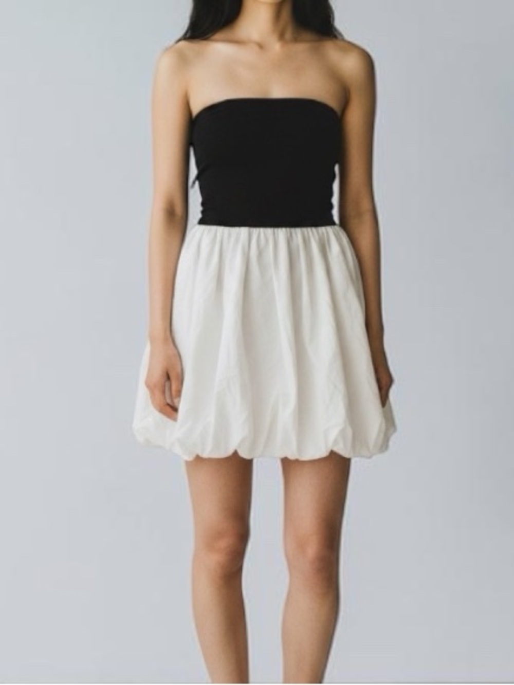 Strapless Black and White Bubble Dress